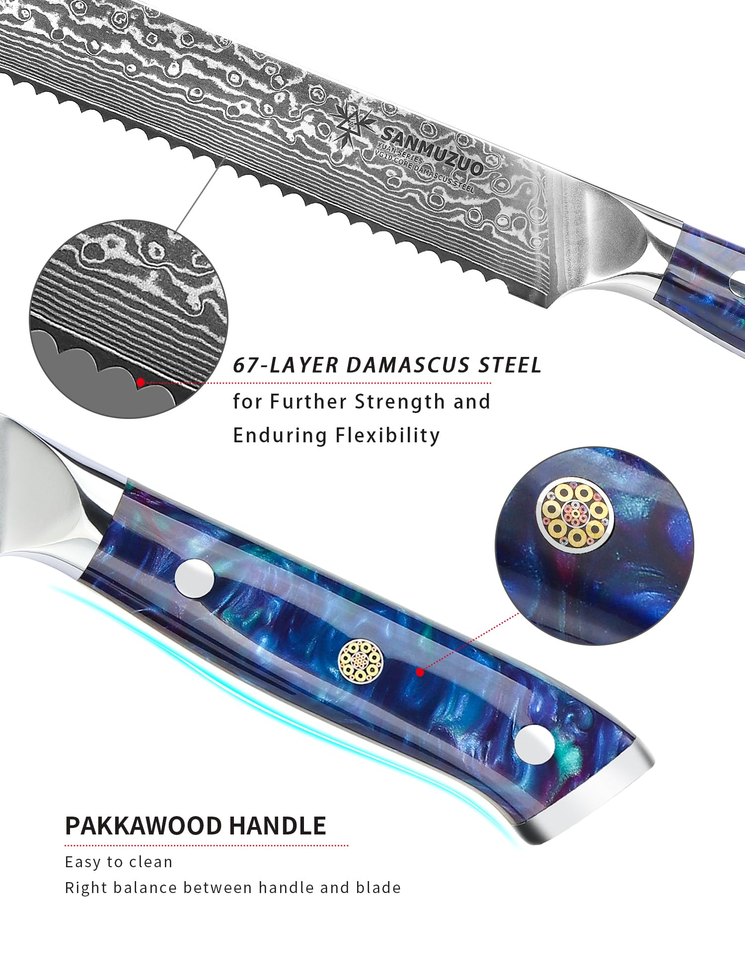 Amazon | SANMUZUO 8” Bread Knife Serrated Kitchen Chef Knife