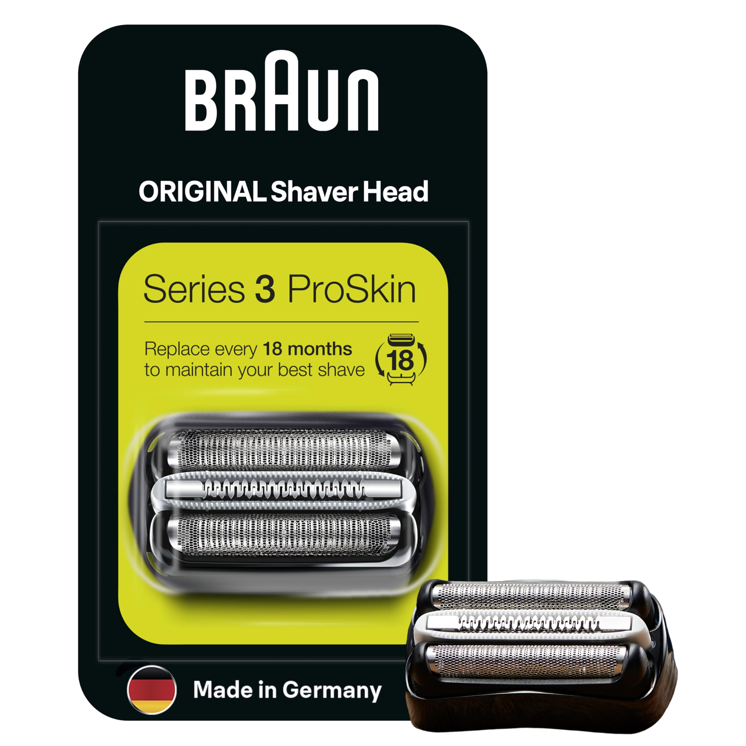 Braun Serie 3, Testina Braun ORIGINALE Per Rasoio Elettrico Barba, Recupera il 100% delle Prestazioni Del Tuo Regolabarba Uomo, Compatibile con i Rasoi Series 3 ProSkin, 32B versione precedente