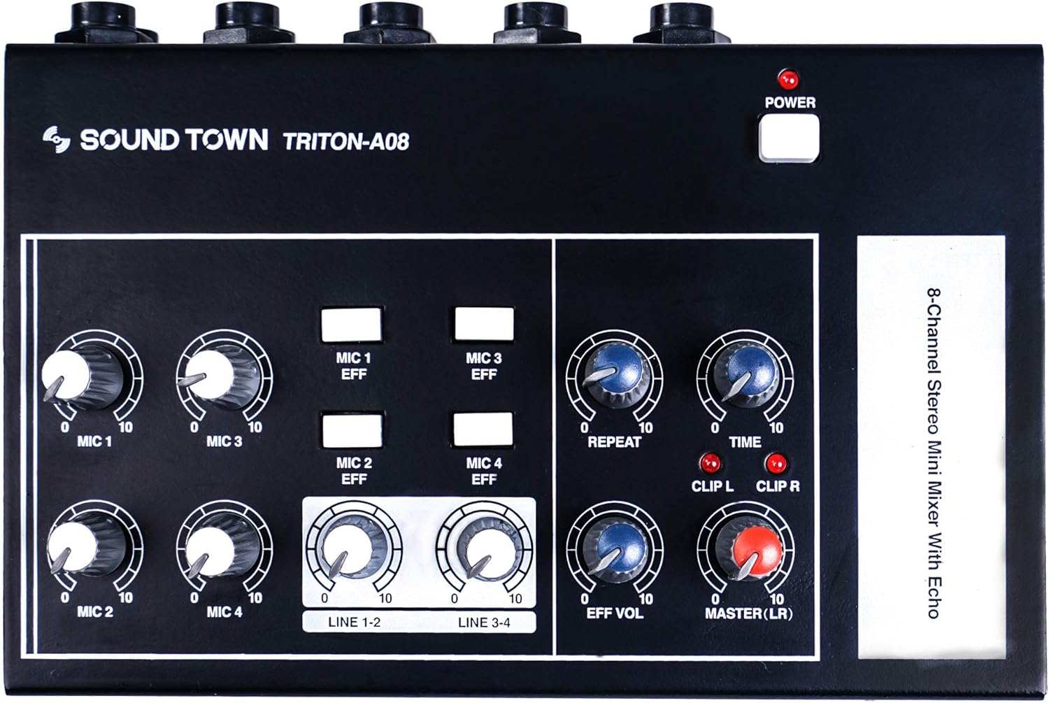 Sound Town 8Channel Stereo Microphone Mixer with 1/4” Inputs and