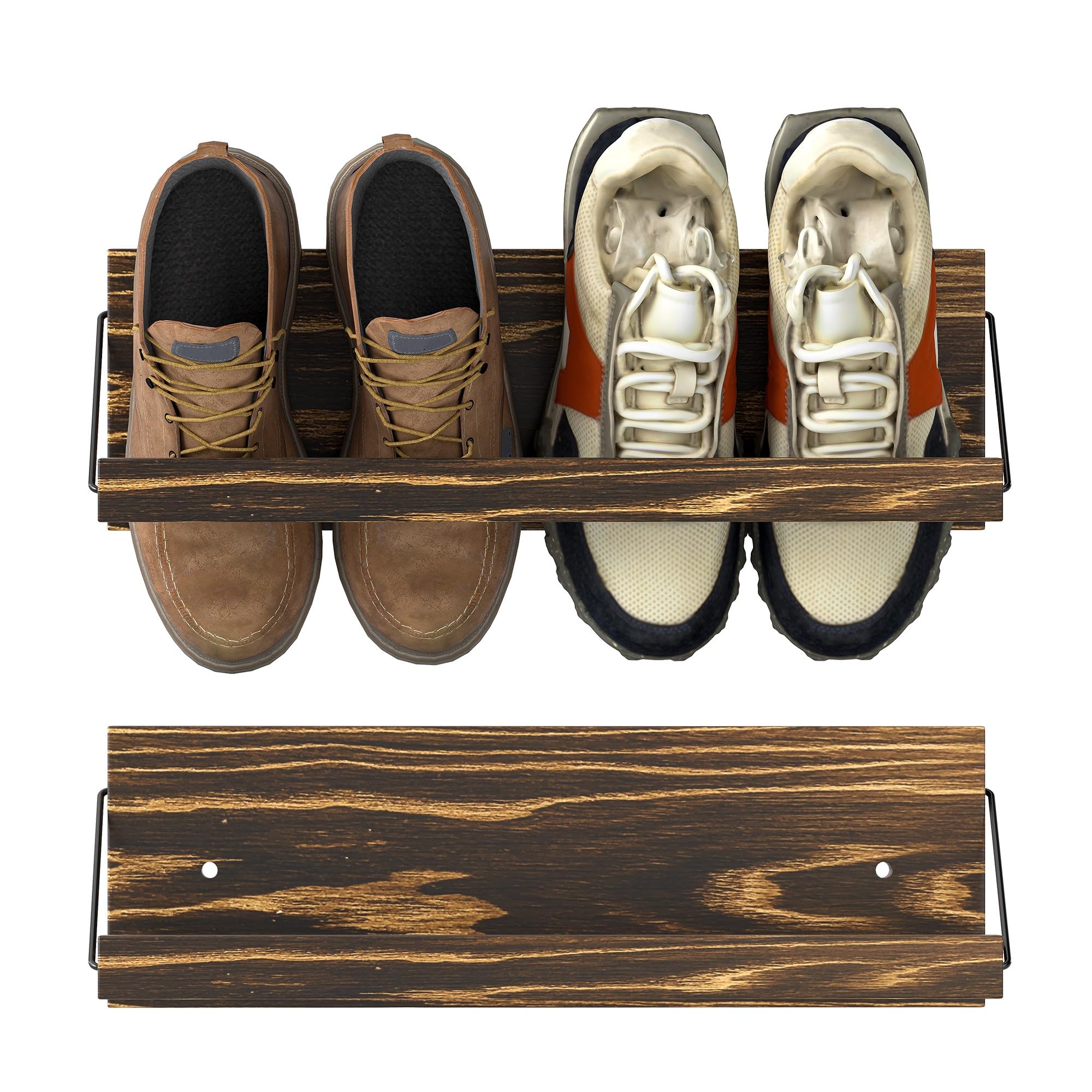 Range-chaussures suspendu en bois pour libérer le sol des entrées encombrées Nisorpa