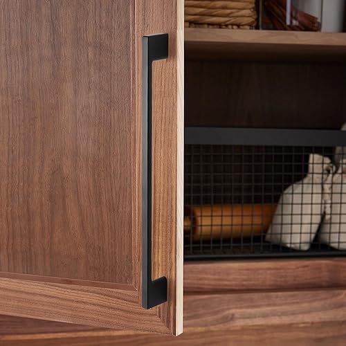 Miniatura 5 de TUNNY Paquete de 5 manijas clásicas de gabinete de 8.81 pulgadas8.819 in de distancia entre tornillos, manijas de hardware negro mate para armarios