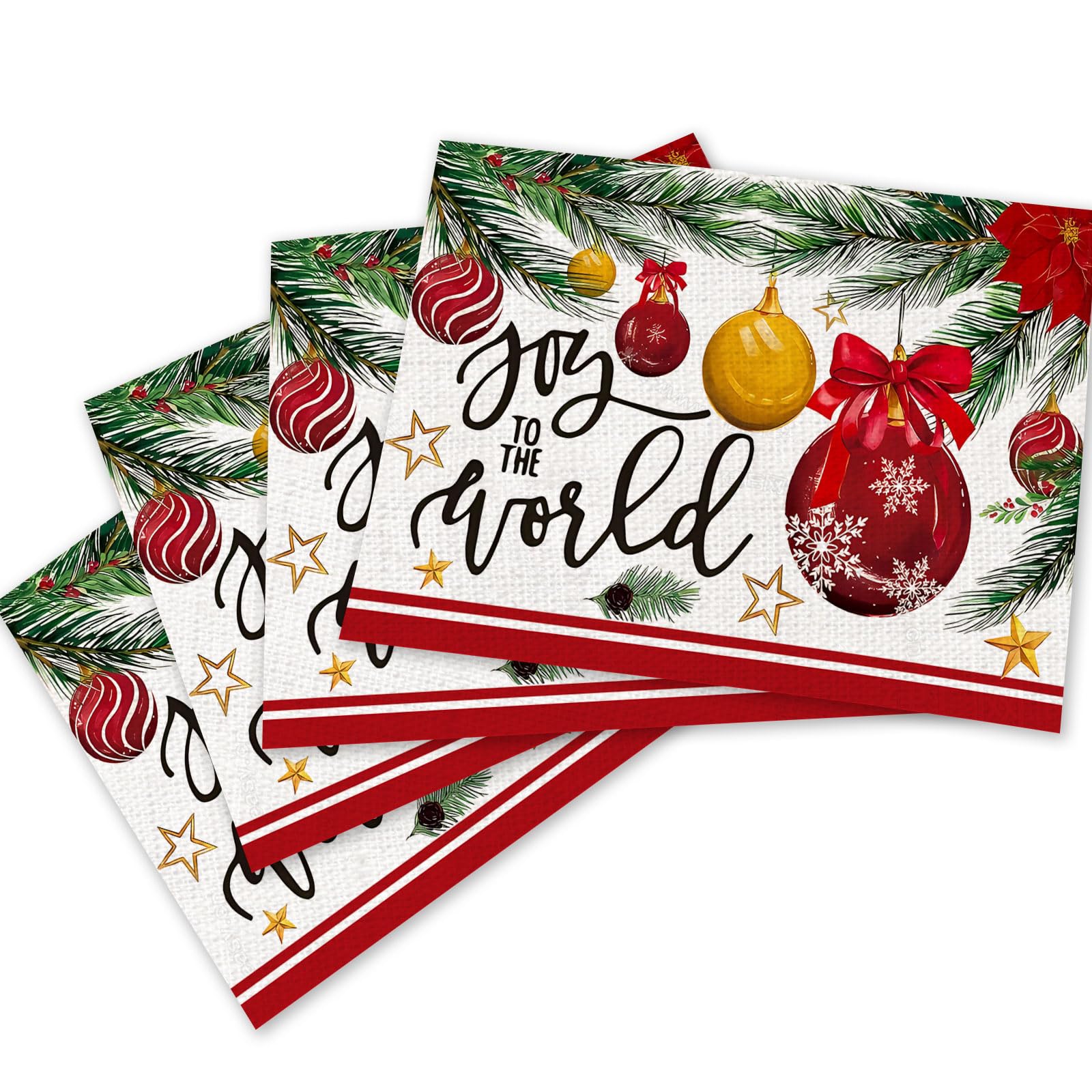 Christmas Placemats Set of 4, Joy to The World Holiday Placemat 1218 Inch, Farmhouse Table Decorations for Kitchen Dining, Indoor Christmas Decor