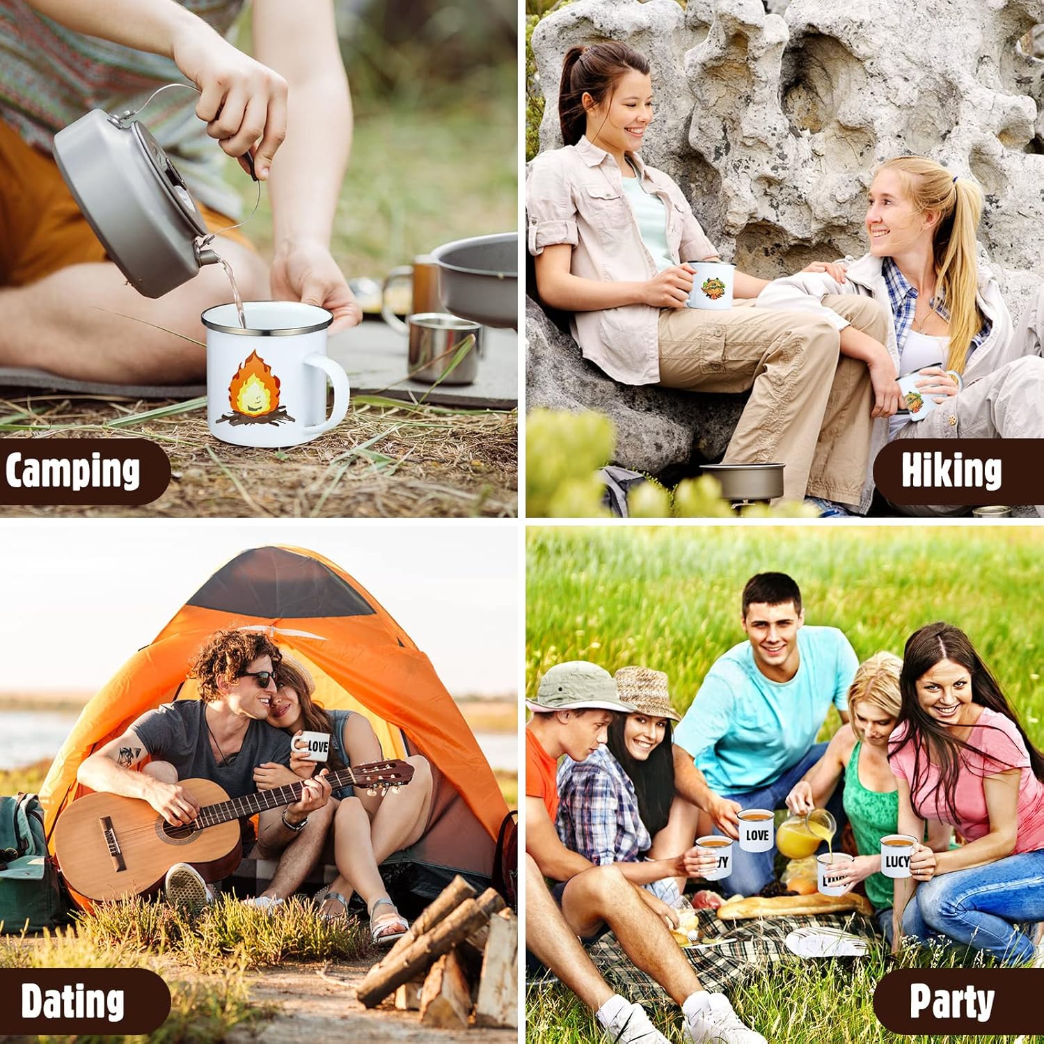 Mimorou 12 Pack Sublimation White Blanks Enamel Coffee Mug Set, 12 oz Camping Outdoor Tea Camp Drinking Cups Travel Metal Skinny Mug with Silver Rim for Party Gifts Picnic Office Home Use - Image 5