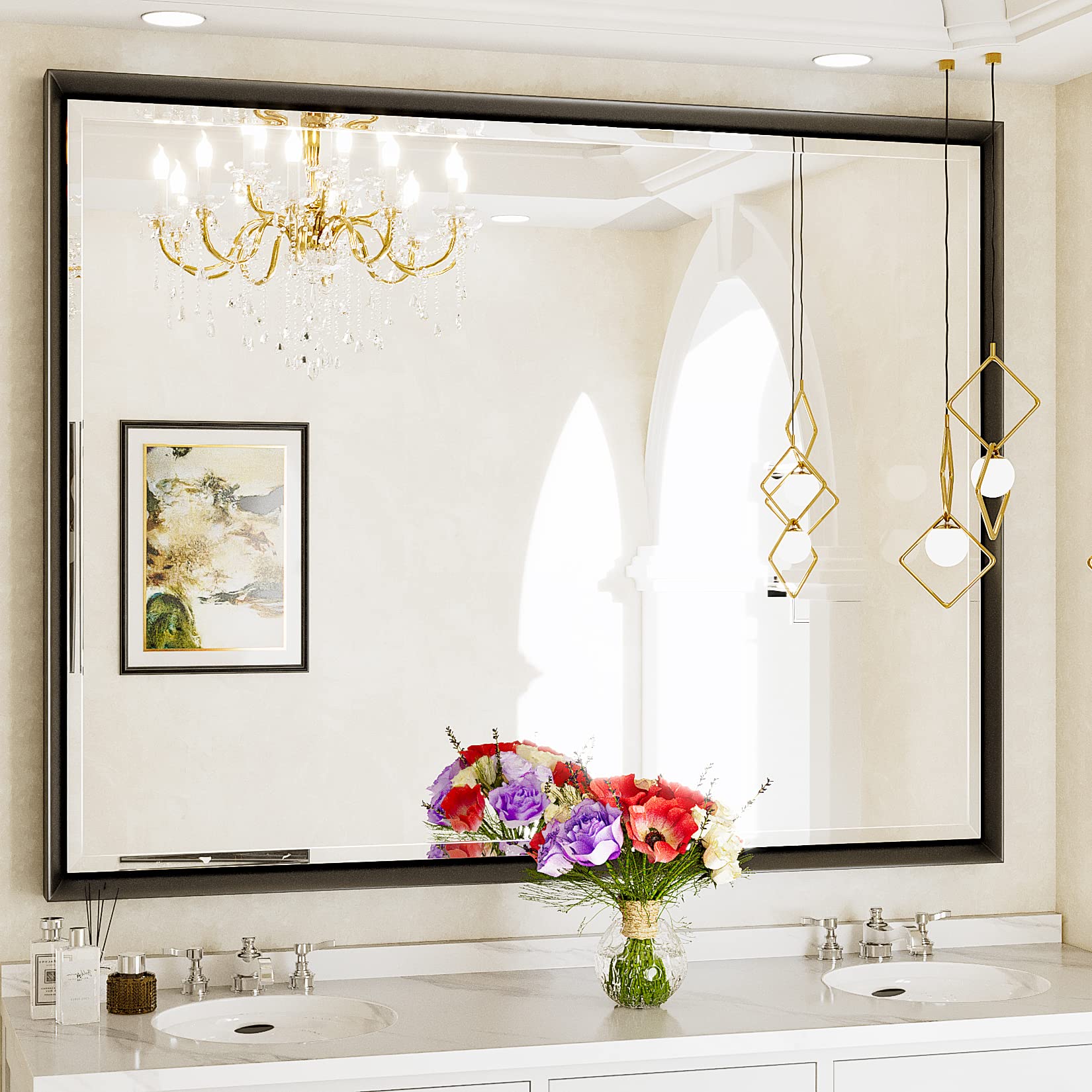 Amazon.com: FTOTI 40X30 Inch Bathroom Mirrors for Wall, Black Metal ...