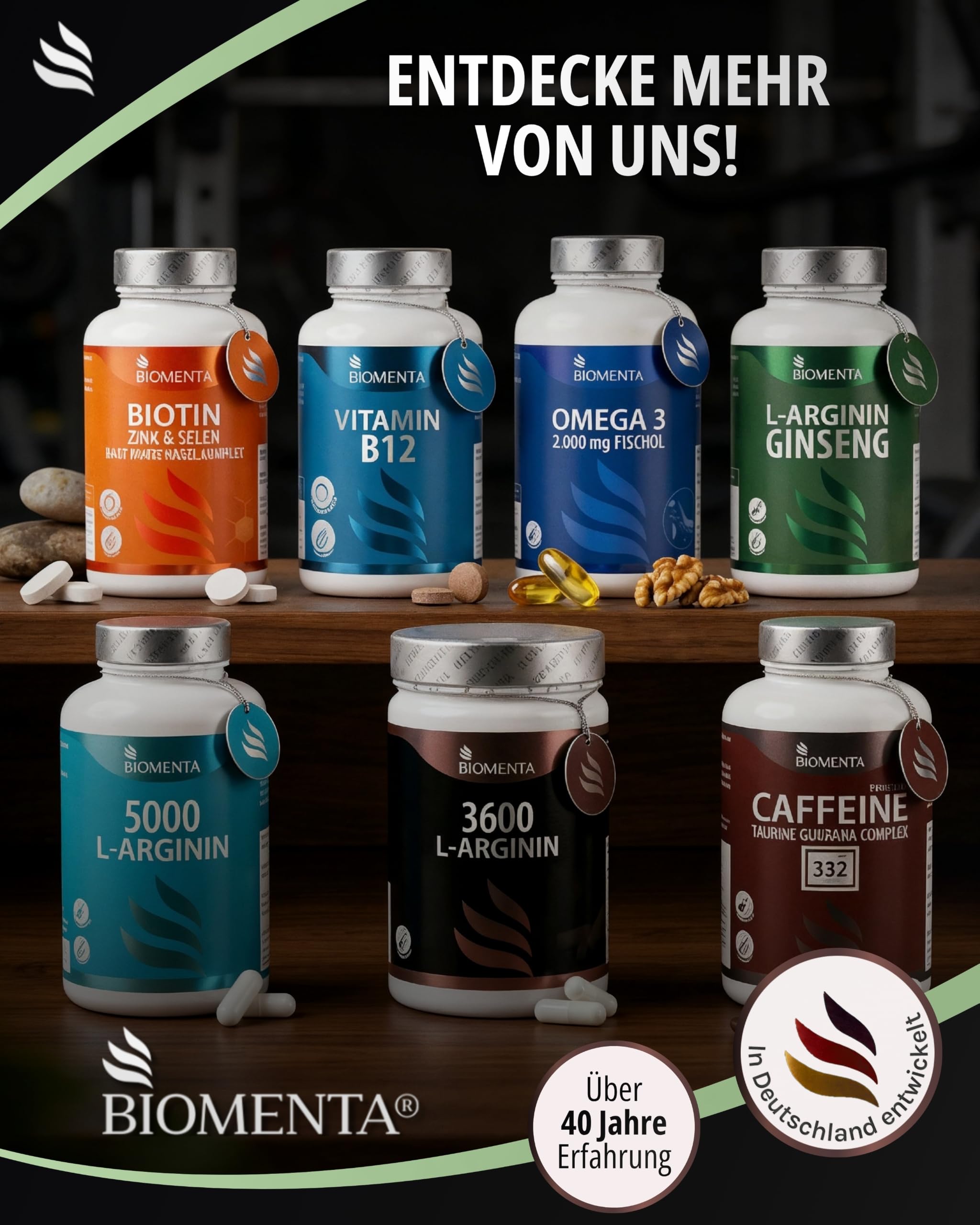 BIOMENTA BIROZYM Enzym Komplex I 180 Kapseln mit 2650 mg reinen Enzymen pro Einheit I 13er Multi Frucht Enzyme mit Bromelain & Papain I Vegetarische Premium Nahrungsergänzungsmittel I Ohne Zusätze