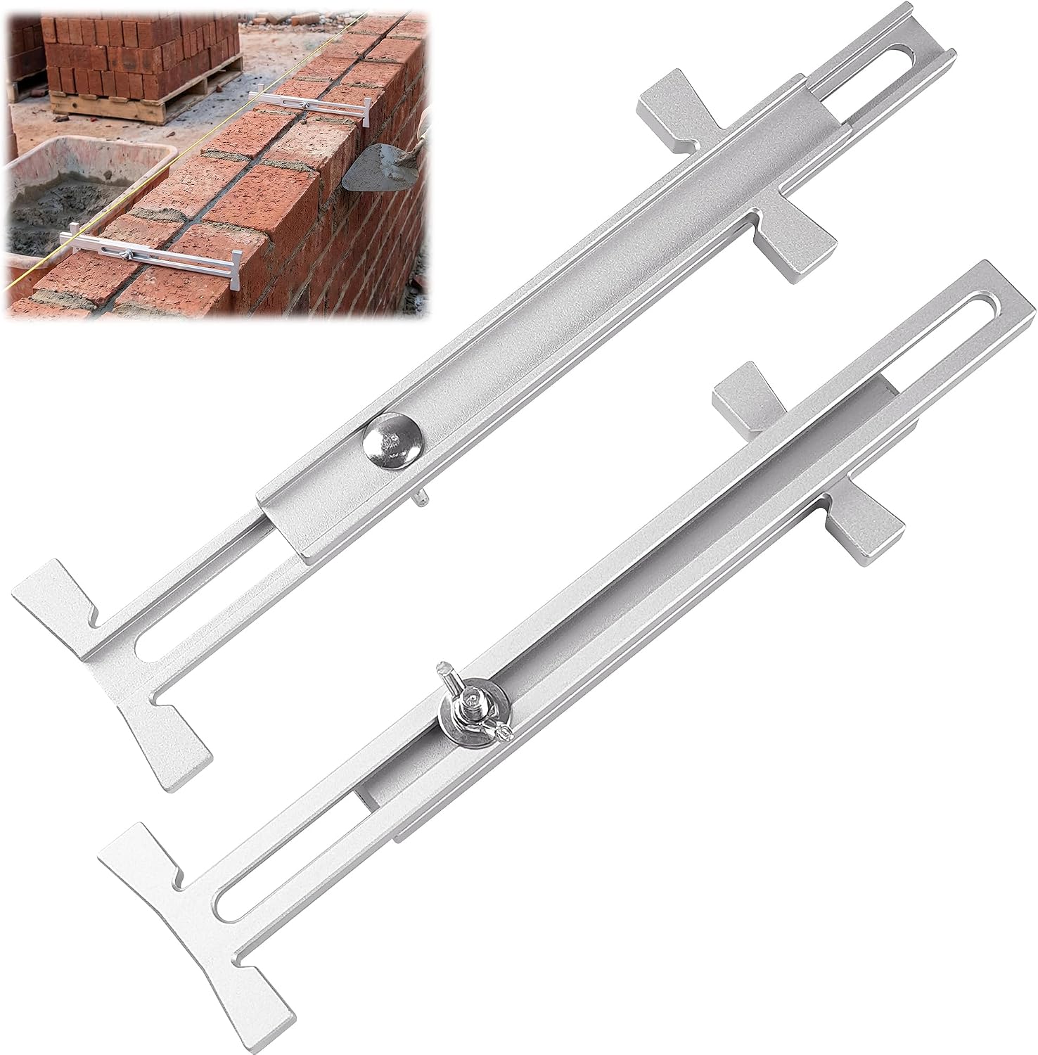 1 Pack Aluminum Line Stretchers Masonry, Block Line Stretcher for Masonry Tools, Adjustable 3.8"-12.4" String Line Holder