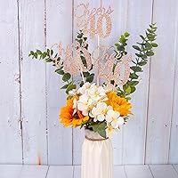 Vista 4 de Gexolenu Cheers a los 40, paquete de 10 unidades de piezas centrales para mesa de cumpleaños número 40 de doble cara con purpurina dorada