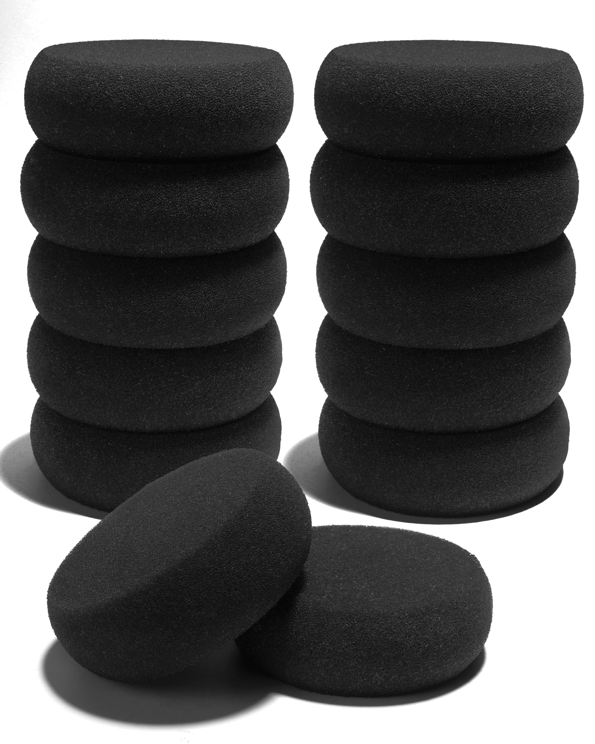 QUJUFIND Round Sponges - 12pcs Synthetic Artist Sponges, 2.96inch, for Watercolors & Craft (Black)