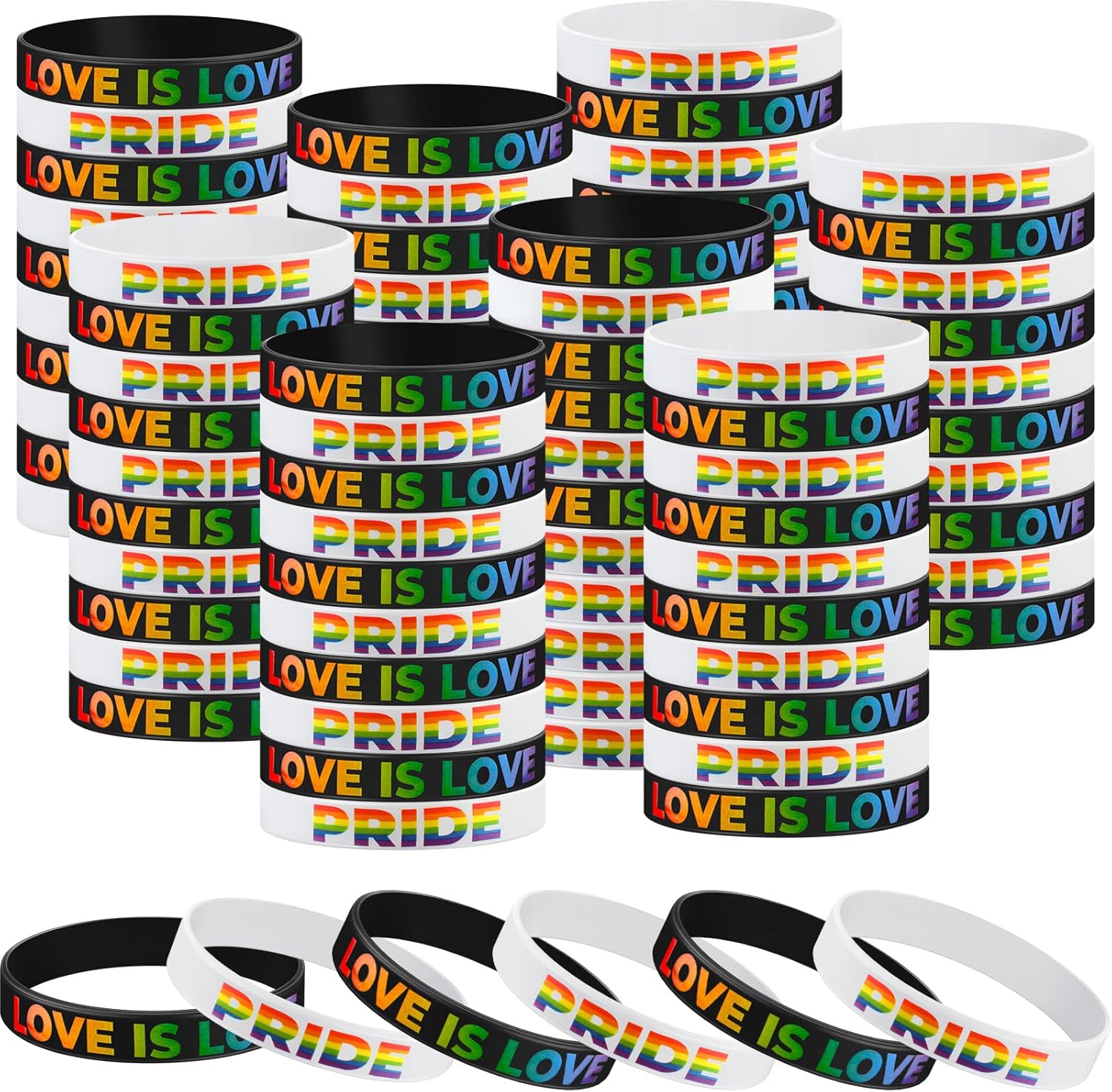 Sumind Rainbow Pride Wristband Gay Silicone Bracelet Rubber Pride Bracelet LGBT Lesbian Rainbow Wristbands for Men Women Sports Gay Jewelry Gifts LGBTQ Party Decorations Supplies