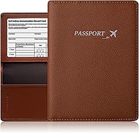 Vista 1 de Funda de cuero genuino para pasaporte, funda para pasaporte para hombres, funda para pasaporte con bloqueo RFID con ranura para tarjeta