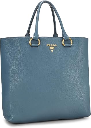 Pre-Loved Blue Vitello Daino Convertible Tote Medium, Blue