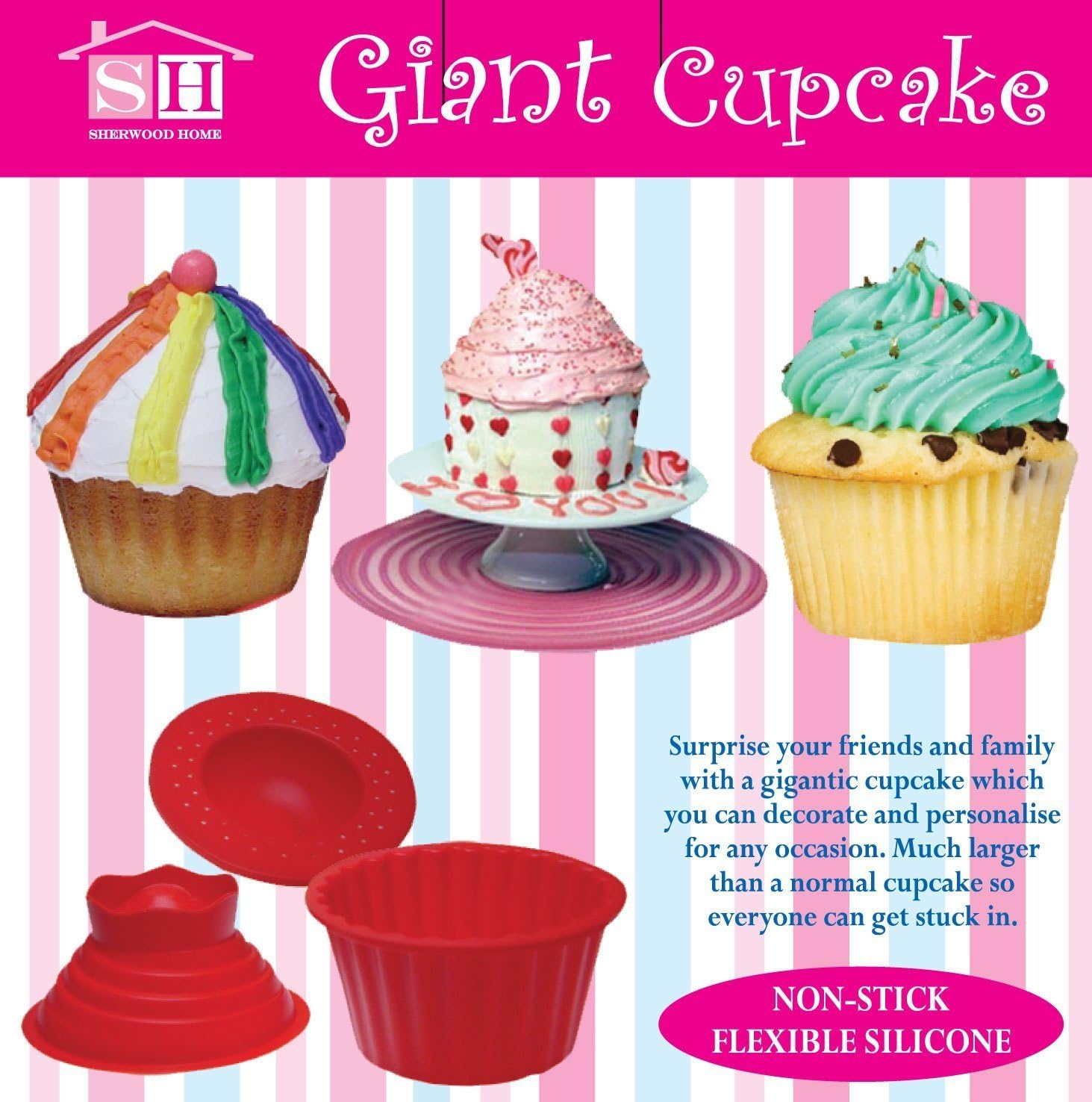 Sherwood Home Giant Cupcake Mould/Big Top Cupcake Bake Set/Baking
