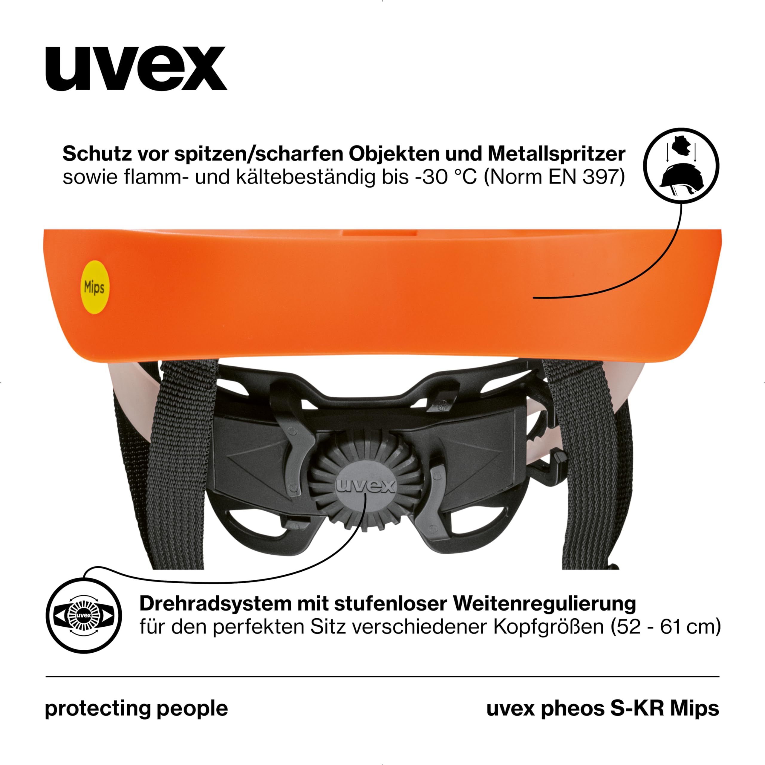 Casco Protector de Alta Visibilidad uvex pheos S-KR MIPS® Naranja, Talla única