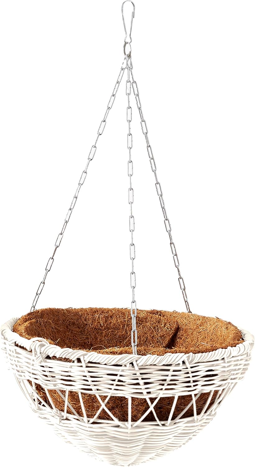 DMC Products 13Inch Resin Wicker Hanging Basket with Chain