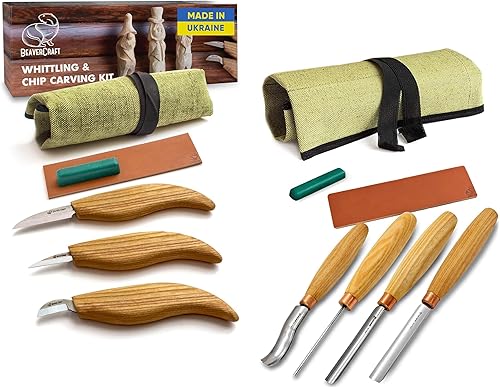 BeaverCraft SC01 Juego de cinceles para tallar madera S15 Kit de tallado de madera para principiantes niños
