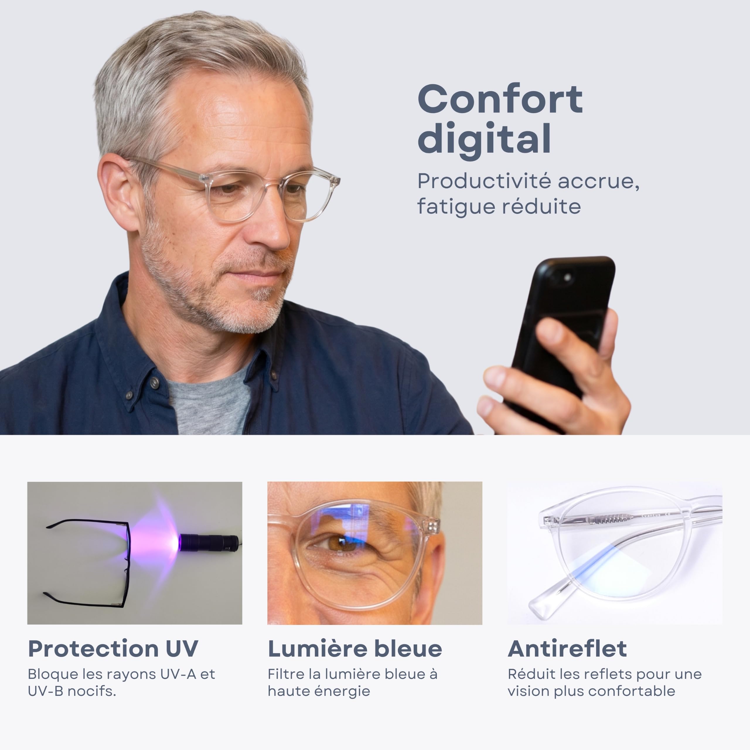 Cvantus Lunettes de lecture Premium | Qualité Ordonnance - Faites par des opticiens | Anti-lumière bleue & UV, Antireflet | Lunette loupe homme & femme rondes