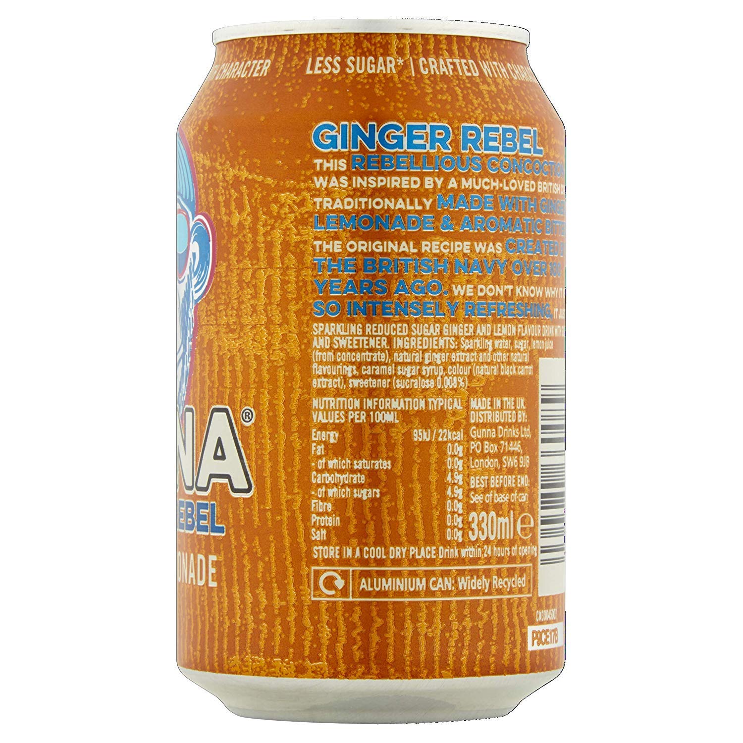 Gunna Fizzy Drinks, 24 Cans, Ginger Beer Reinvented, Ginger Lemonade