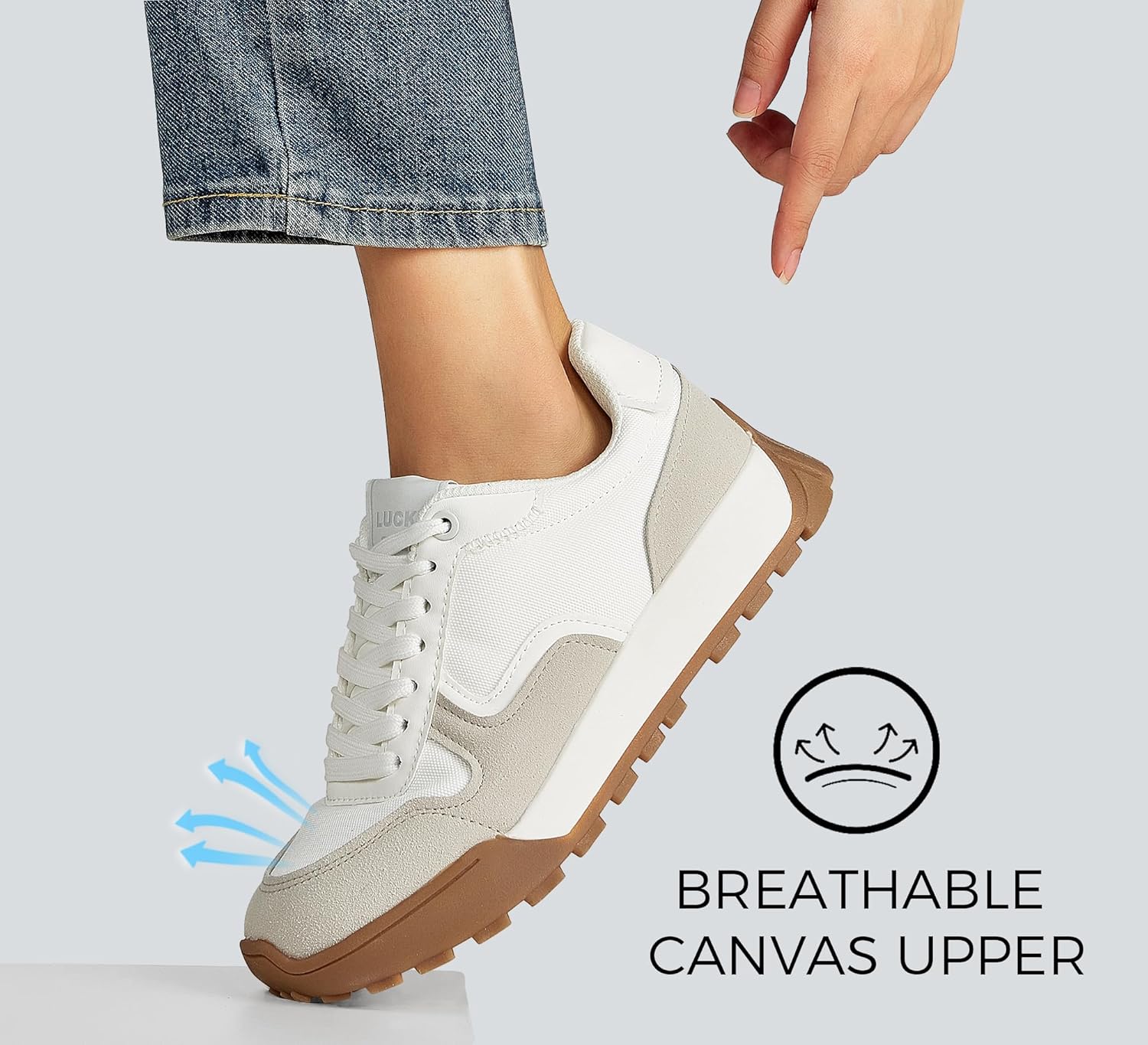 LUCKY STEP Women's Platform Canvas Sneaker Casual Lace-up Stylish Tennis Running Retro Classic Trainers Walking Fashion Sneakers - Image 3