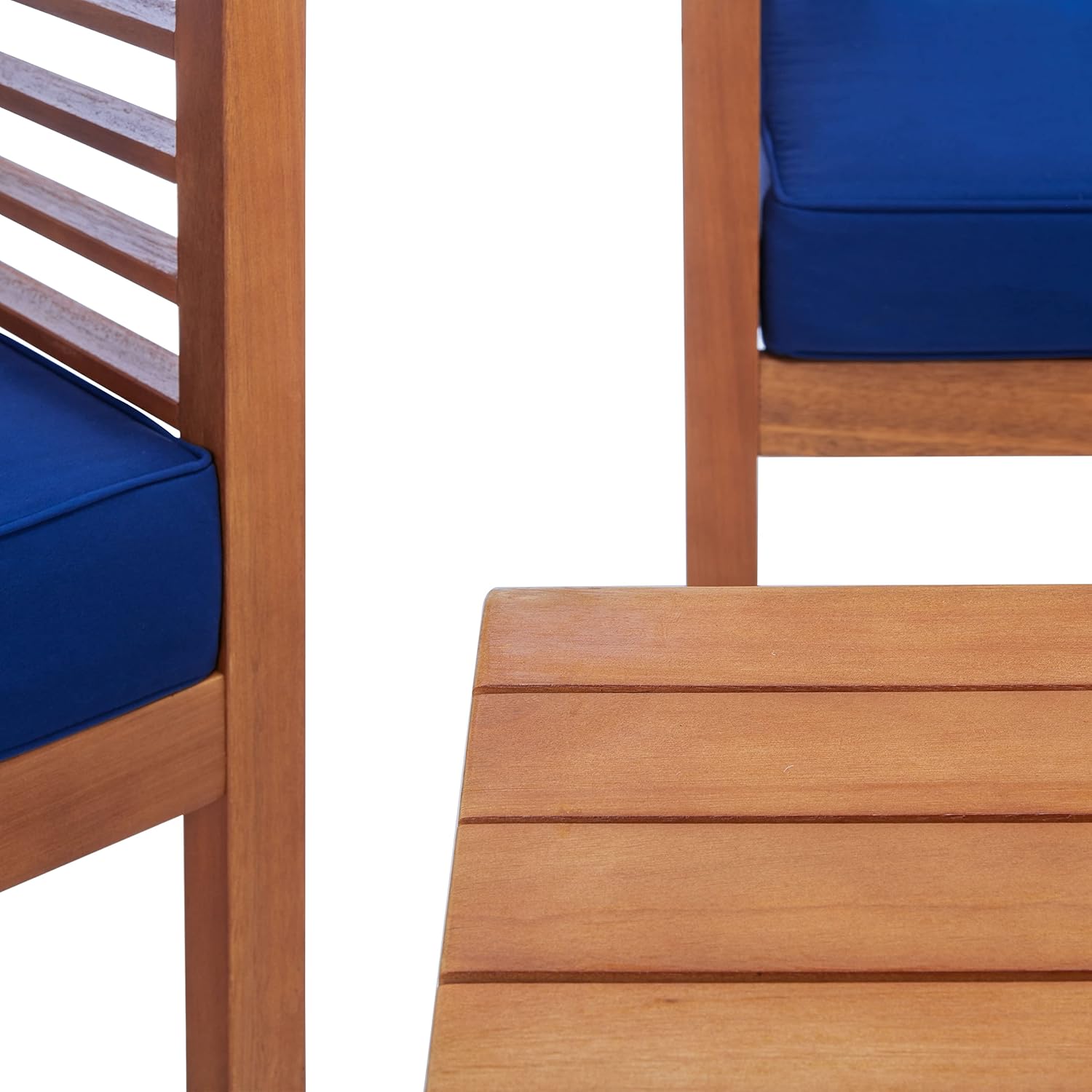 SAFAVIEH Outdoor Collection Alda Natural/ Navy Cushions/ Geometric Pattern Pillows 4-Piece Conversation Patio Set