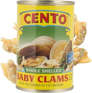 Cento Whole Shelled Baby Clams, 10oz (Pack of 12) - Wild Caught, Low Calorie, Gluten-Free Canned Clams for Pasta, Chowder, Salads