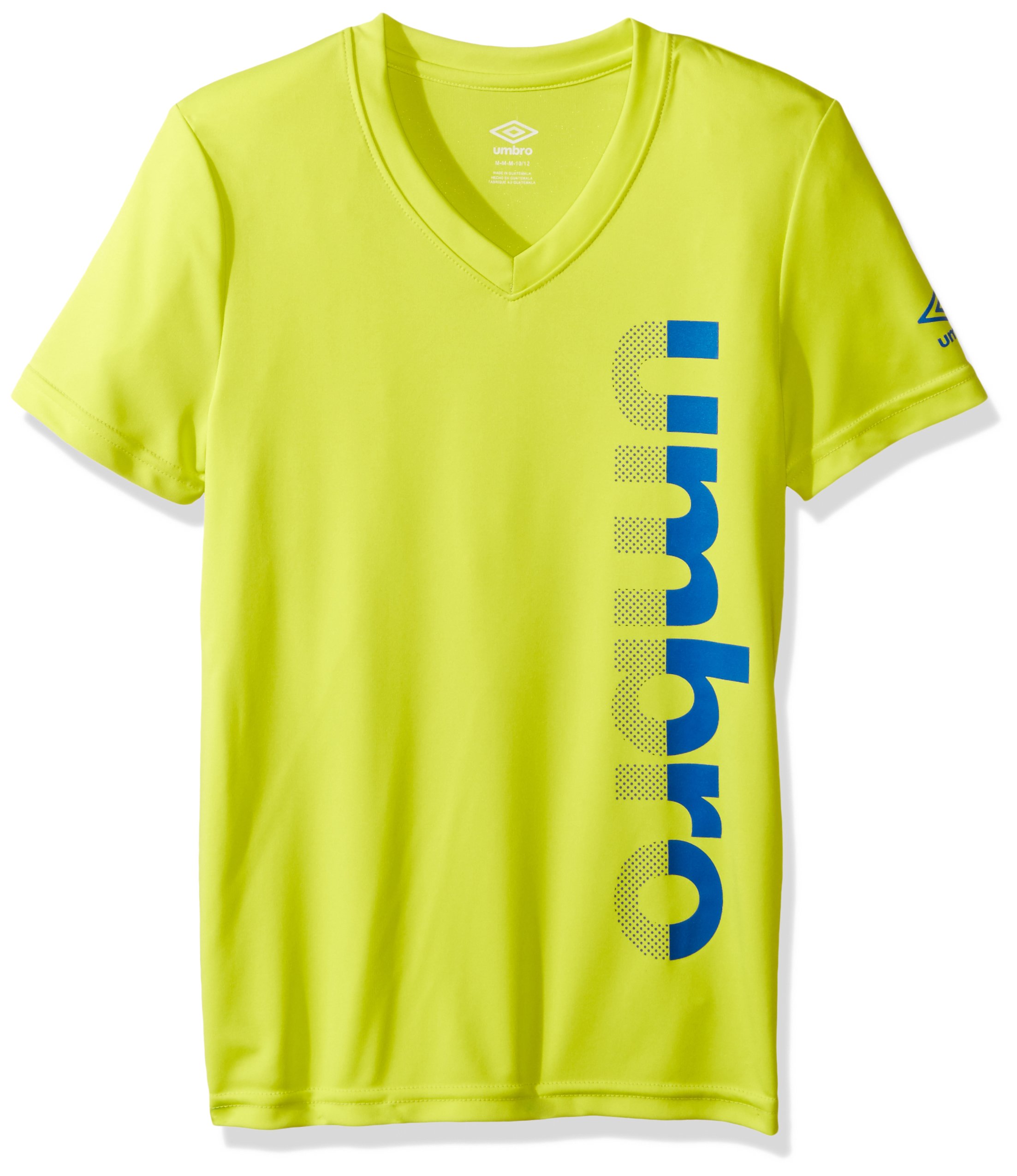 Umbro Girls Vertical Mesh Poly Tee, Sulphur Spring/Lapis Blue, Medium