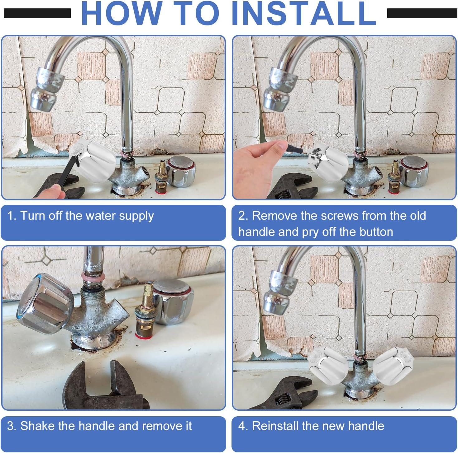 3pcs Shower Knob Replacement, Plastic Shower Faucet Handle Hot & Cold Bathroom Faucet Knobs Replacement Compatible with Price Pfister Verve Tub/Bathtub Shower