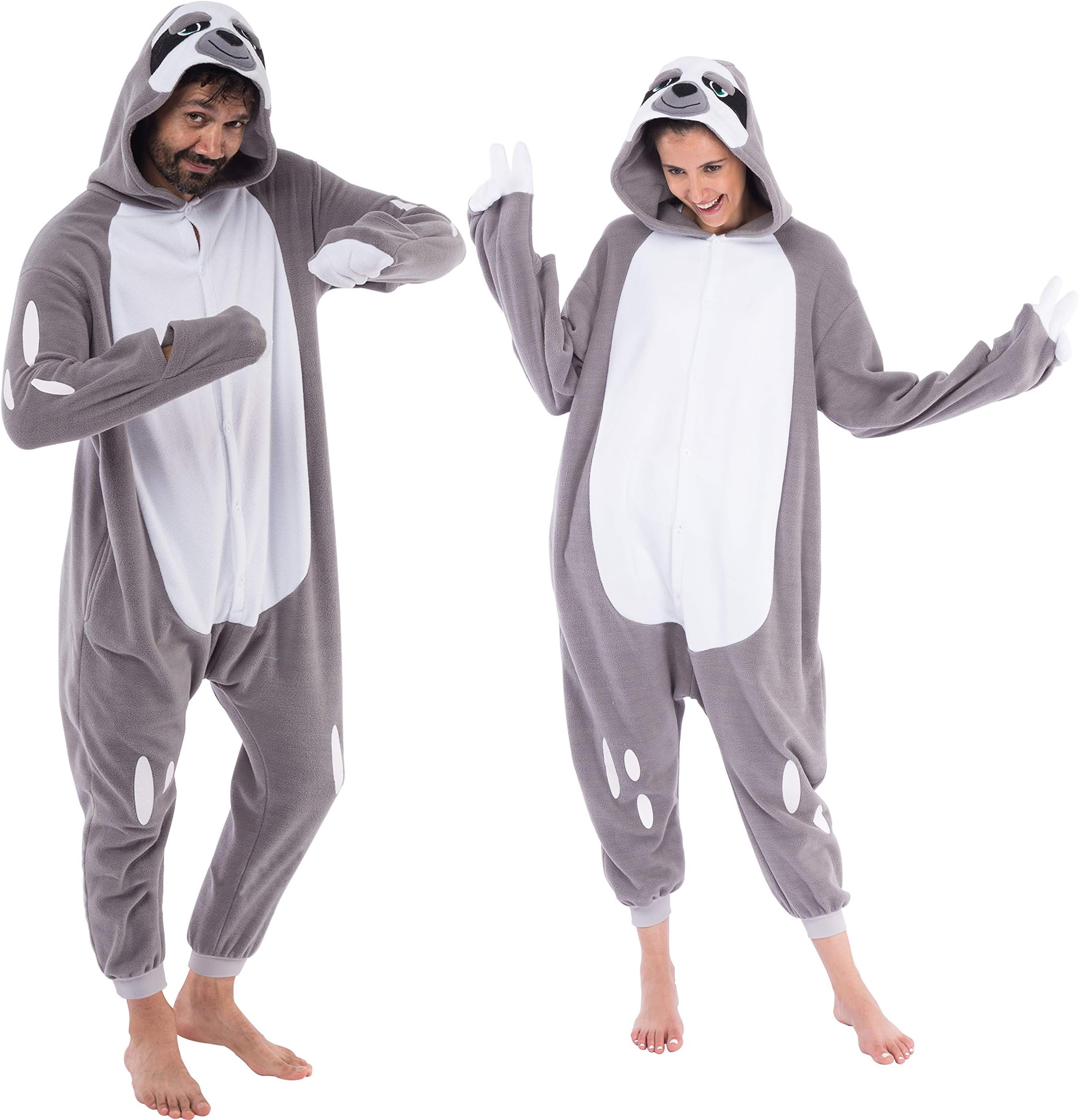 Unisex Adult Sloth Costume Pyjamas Jumpsuit, Plush Onesie Pyjamas for Men and Women