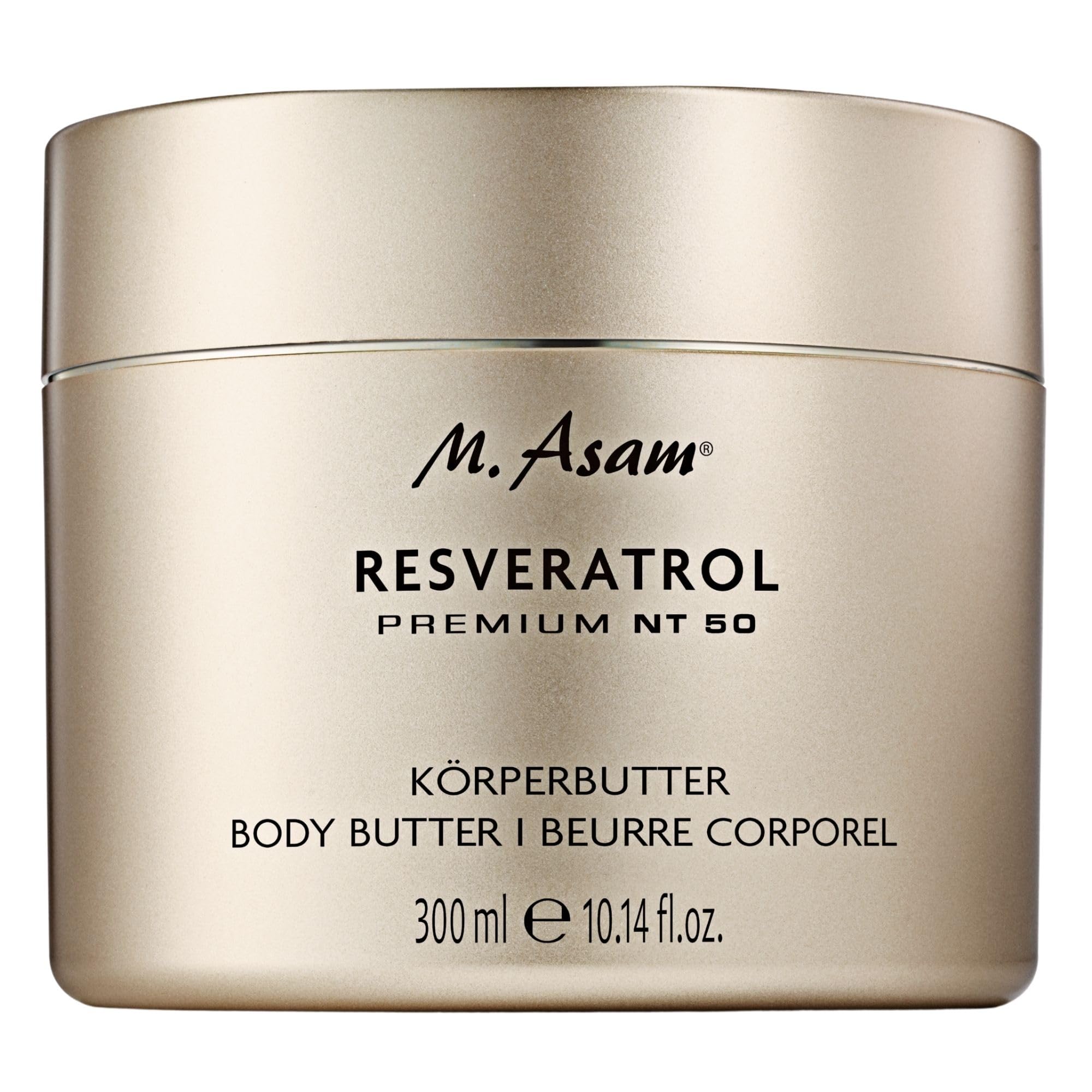 M. Asam RESVERATROL PREMIUM NT50 LONGEVITY Körperbutter (300ml) – Intensive Körperpflege mit Sheabutter, Kakaobutter & LONGEVITY-Formel für geschmeidige, jugendlich aussehende Haut