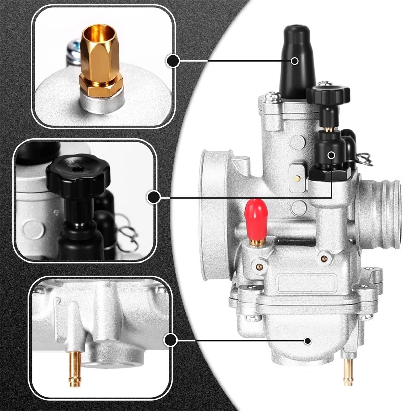 Carburador Para Polini CP 15/17,5/19/21/23/24mm Para Carburador Universal Con Kit De Estrangulación Conexión Filtro Aire Carburadores Cortacésped(19mm A)
