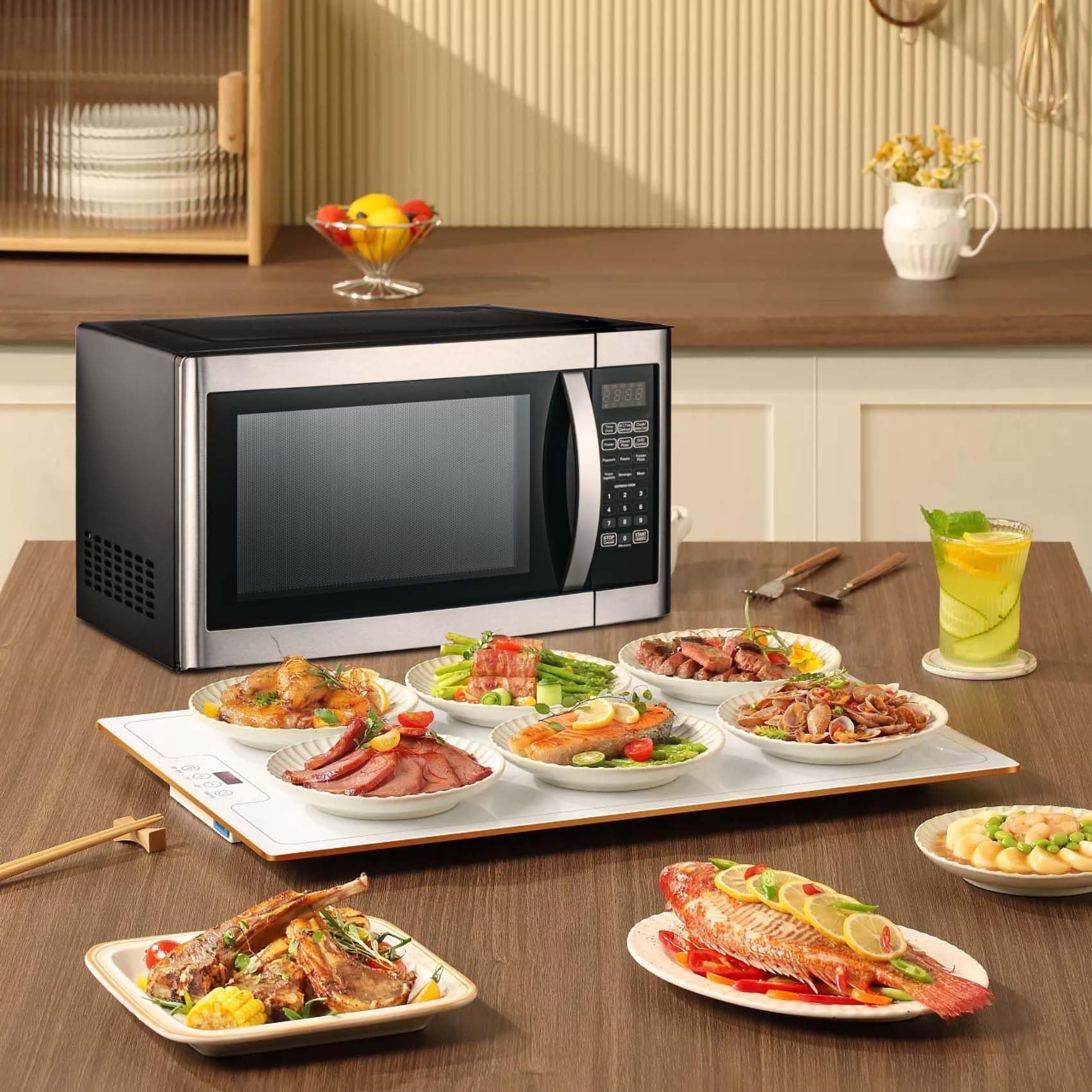 Four Micro-ondes Grill, 42L, 1100W, Grill jusqu'à 1400W, Cuisson Combinée, 11 Niveaux de Puissance, Multifonctions, Plateau Tournant, Cuisson Maximum 99min et 99s