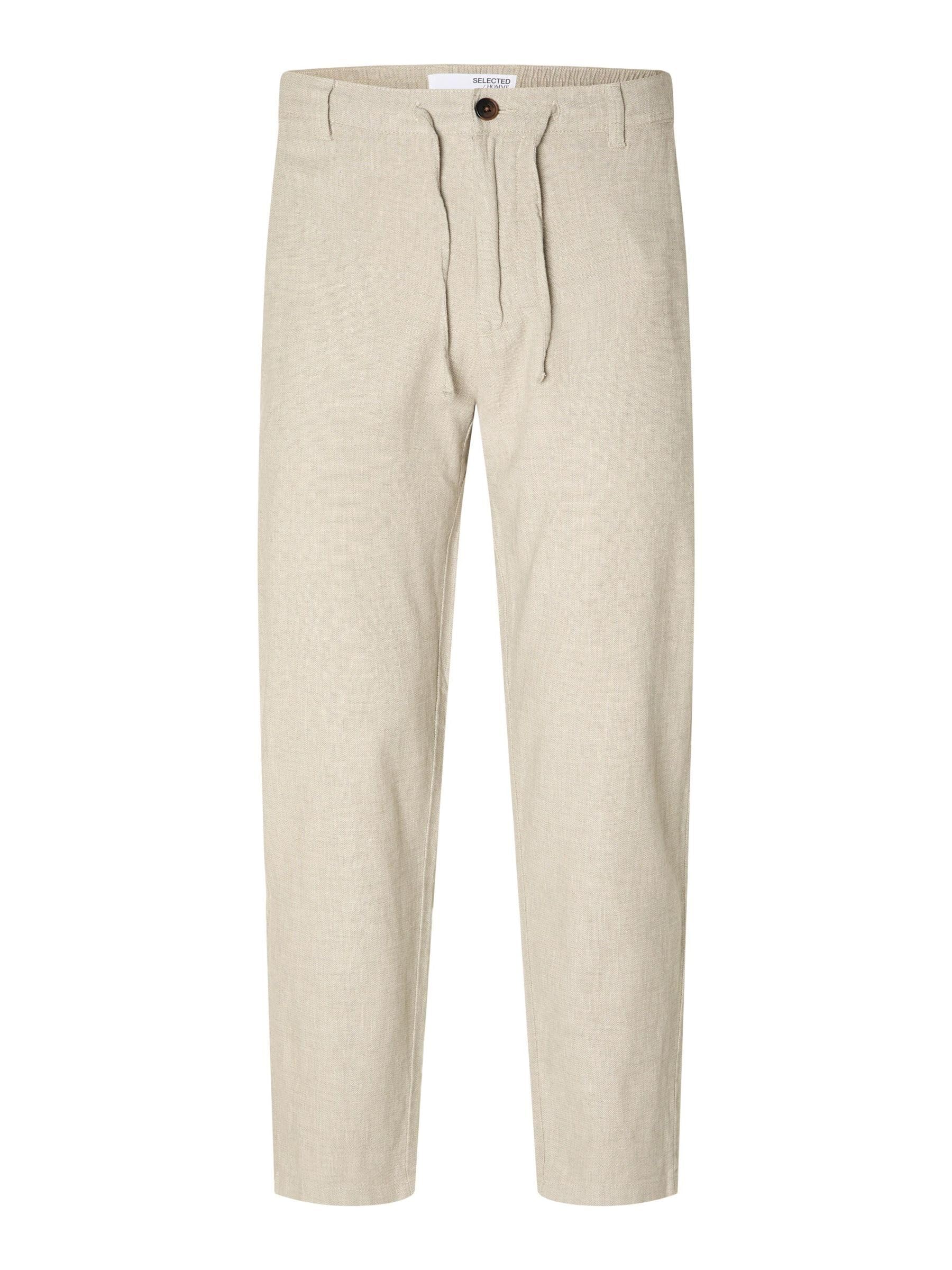 Selected Homme Male Trousers Slim Tapered Linen Mix, Vetiver/Detail:Mixed W. Oatmeal, L
