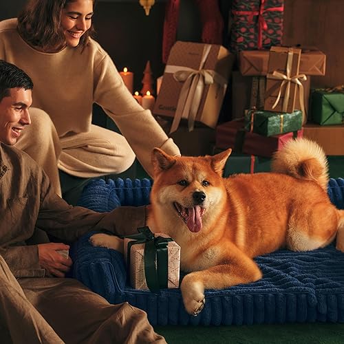 Miniatura 8 de Bedsure - Cama ortopédica para perros medianos, camas impermeables de espuma viscoelástica medianas con lados, sofá de espuma de nido de abeja para