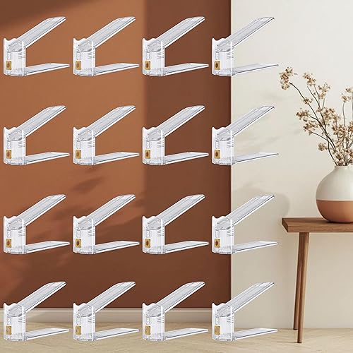 Miniatura 10 de Organizador de Ranuras Transparentes para Zapatos para Closet, Paquete de 20 Apiladores de Zapatos Ajustables y Almacenamiento de Zapatos que Ahorra