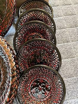 A2C57■籃胎漆器 銘々盆中五枚木箱 お盆 らんたい漆器 九藍 木箱付き 籃胎漆器 お盆 | 【公式】井上らんたい漆器