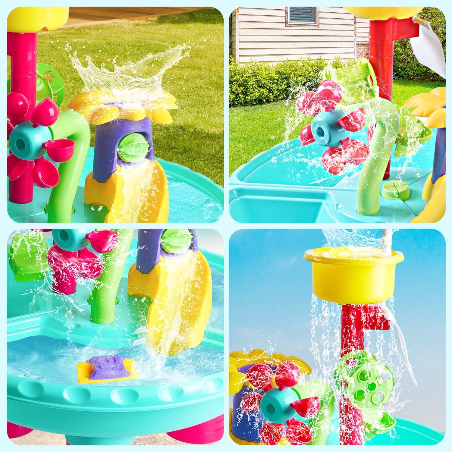 Mesa De Agua De 3 Niveles Para Niños De 1 A 3 Años – Juguete Sensorial Con Accesorios Para Playa Y Jardín (60x35x46 Cm)