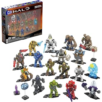 Mega Halo Action Figures Building Toy Set, Action Figure Set with 339 Pieces, Stand-up and Movable, Approx. 5 cm Tall, for Ch