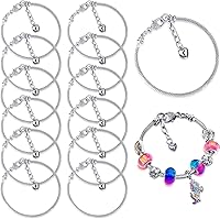 Junkin 12pcs Adjustable Snake Chain Charm Bracelets with Heart Lobster Clasp Extender - DIY Jewelry Making Supplies & Gifts for Women 7.87"