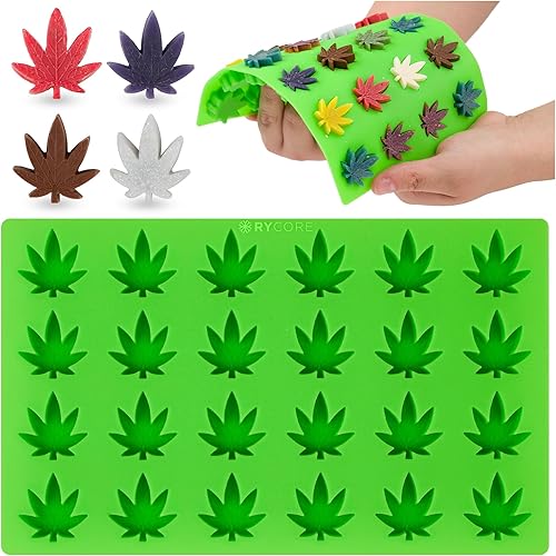 Moldes de goma de silicona para comestibles, formas de hojas de cannabis, dulces, golosinas y deliciosa diversión creativa para hornear