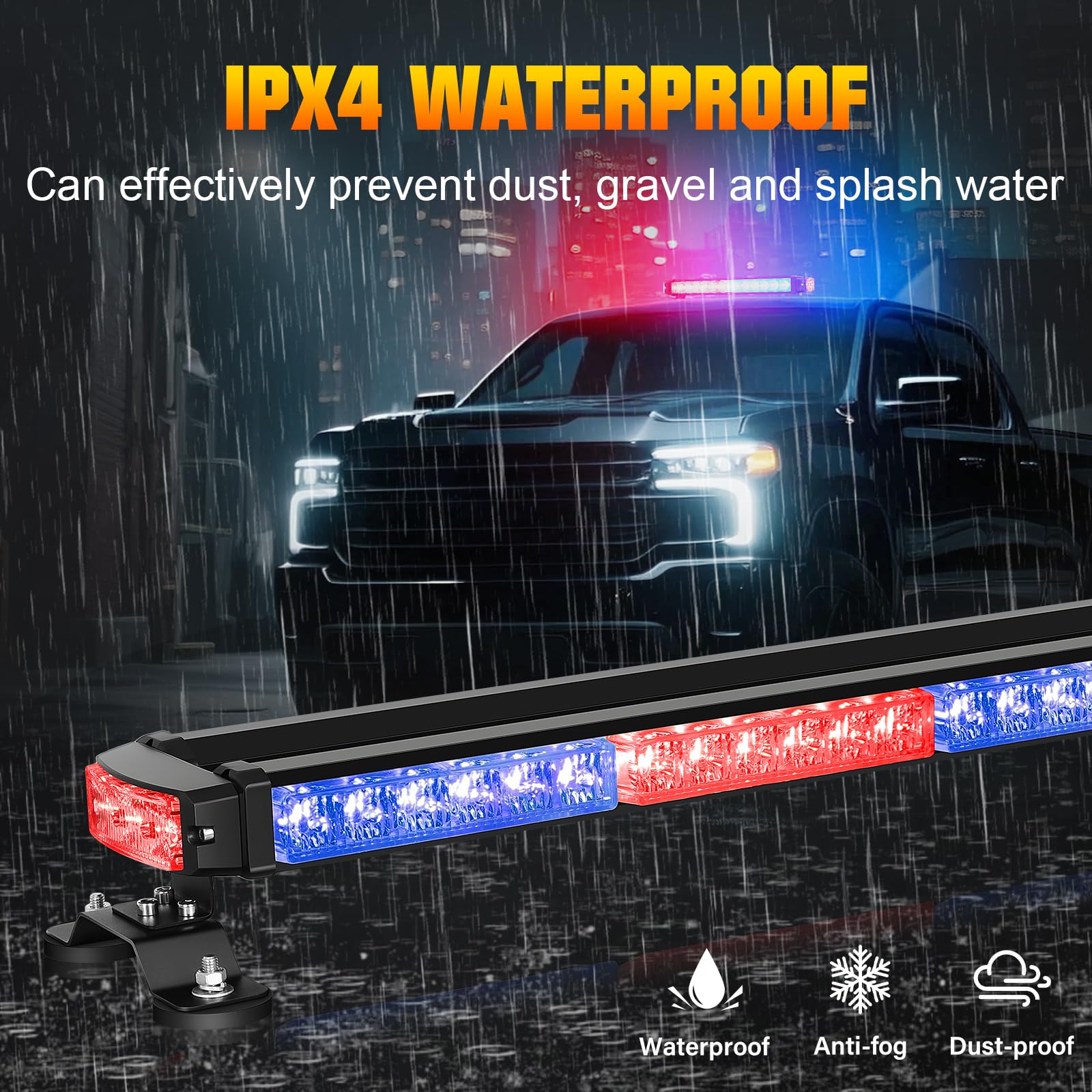 Barra Luces Strobe Emergencia Techo de 38 Pulgadas 78 LED, Luz Baliza de Advertencia Seguridad Intermitente Doble Cara con Base Magnética para Quitanieves, Vehículos Construcción (Rojo/Azul)