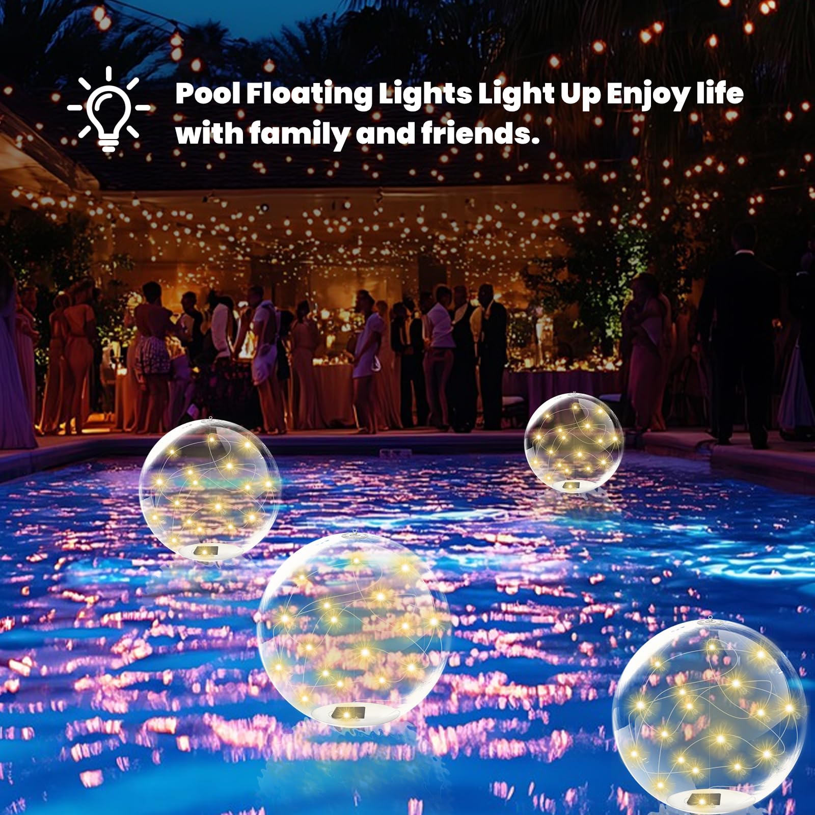 TWSOUL 2 luci solari galleggianti per piscina, 35 cm, Ip68, impermeabili, 16 colori con telecomando, sfera solare, decorazione per piscina, fontana, acquario (luce calda)