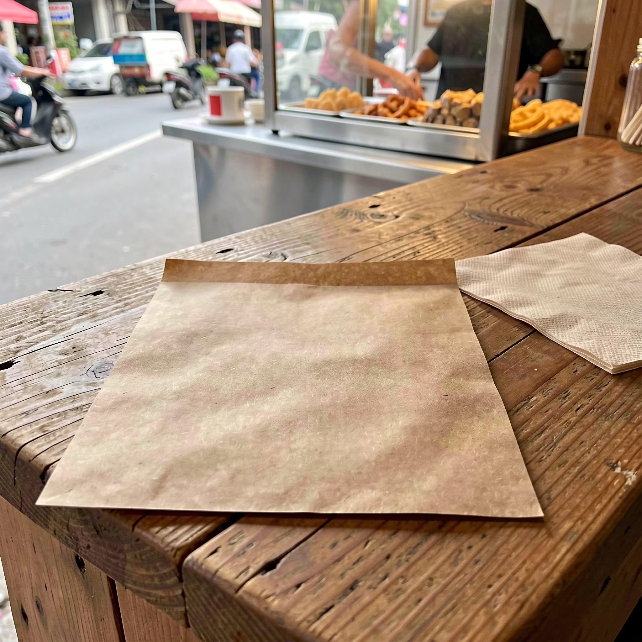 OSALADI 200 szt. papierowych torebek śniadaniowych odpornych na tłuszcz, | Papierowe torebki na przekąski, ciasteczka, lunche, tłuszczoodporne i odporne na olej do restauracji, piekarni i na wynos