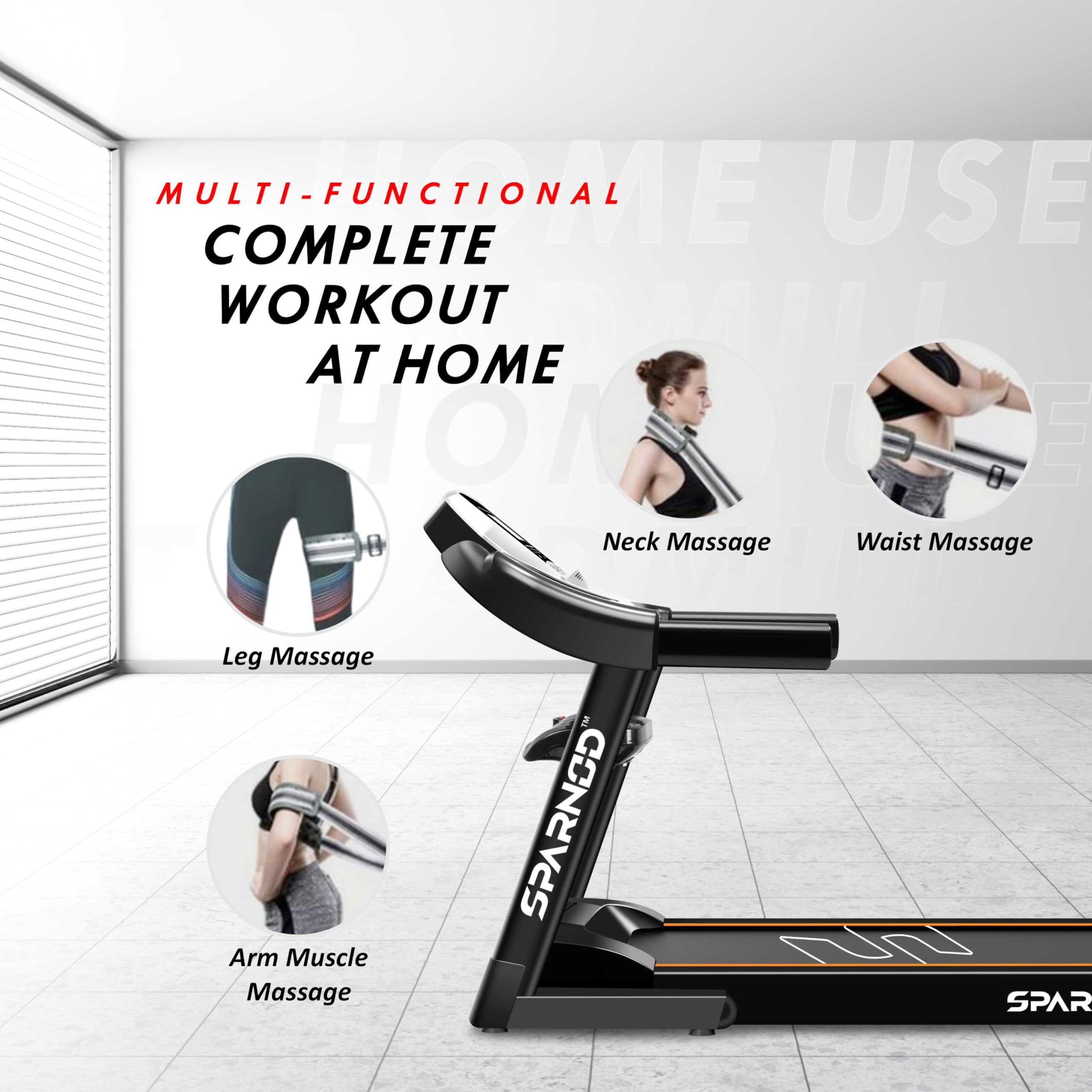 Sparnod Fitness Sth 1200mf Multifunction Foldable Treadmill For