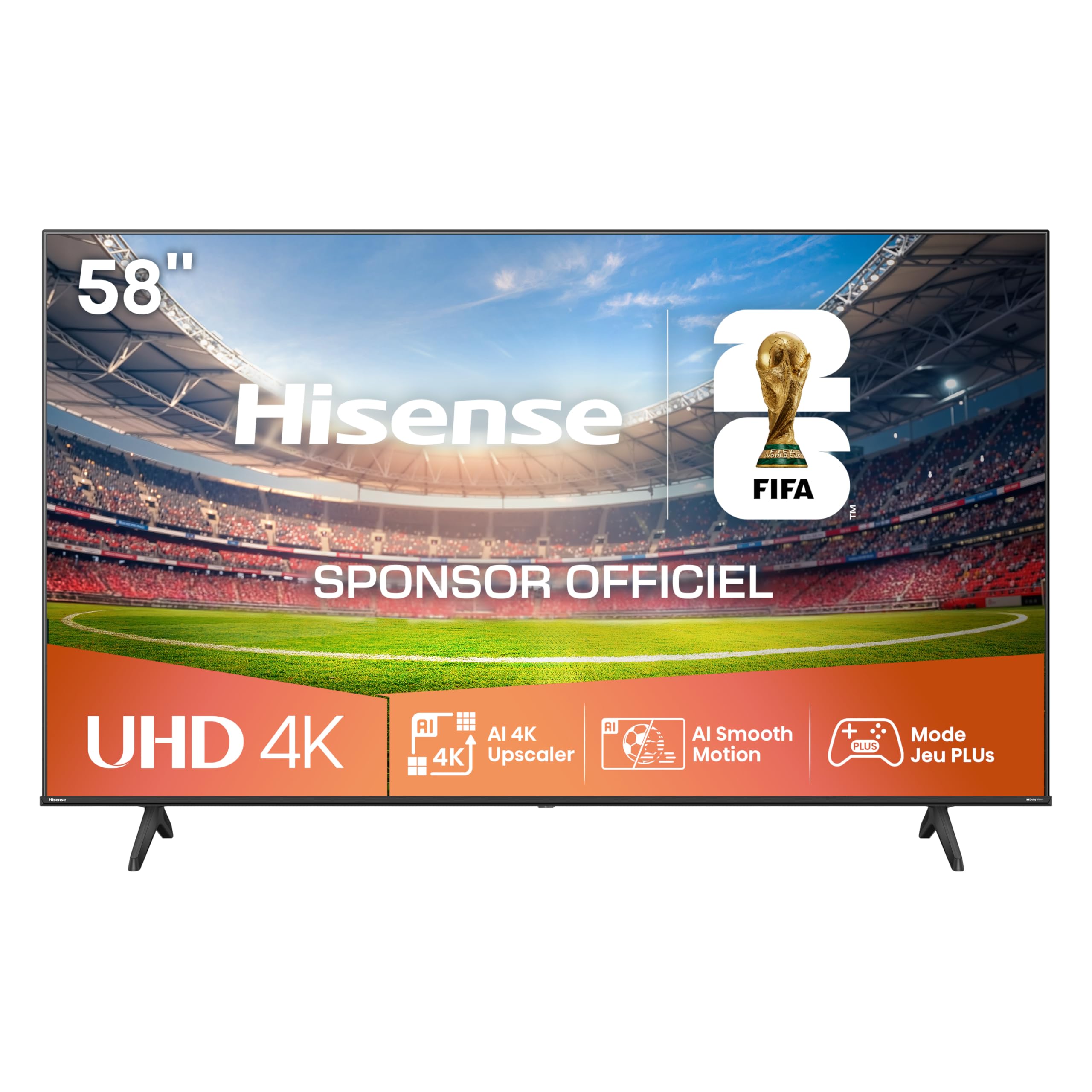 Hisense 58A6Q – TV LED 4K UHD 58 Pouces (146 cm) – Smart TV VIDAA U – Dolby Vision, HDR10+, DTS Virtual:X, Mode Jeu Plus (ALLM, VRR 60Hz), Contrôle Vocal Alexa