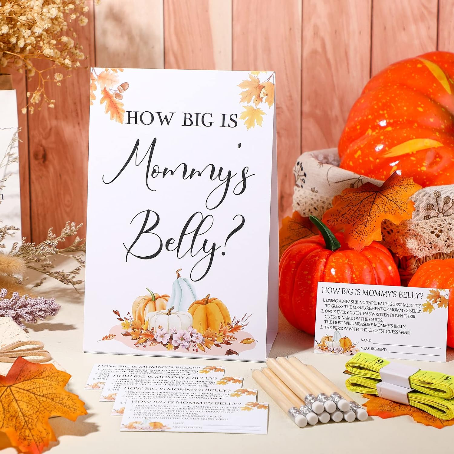 Sabary 64 Pcs Little Pumpkin Baby Shower Games How Big is Mommys Belly Game