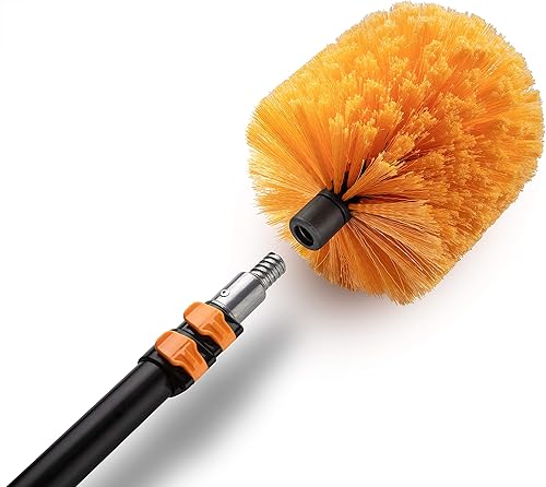 Plumero de telaraña de 7 a 30 pies con poste de extensiónlimpiador de telaraña de más de 30 pies de alto alcance, cepillo para limpieza de telarañas