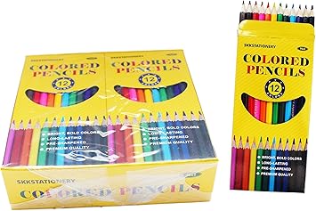 SKKSTATIONERY 144Pcs Colored Pencils, Pre-sharpened, 12 Colors, 12pcs/Box,  Total: 144Pcs.