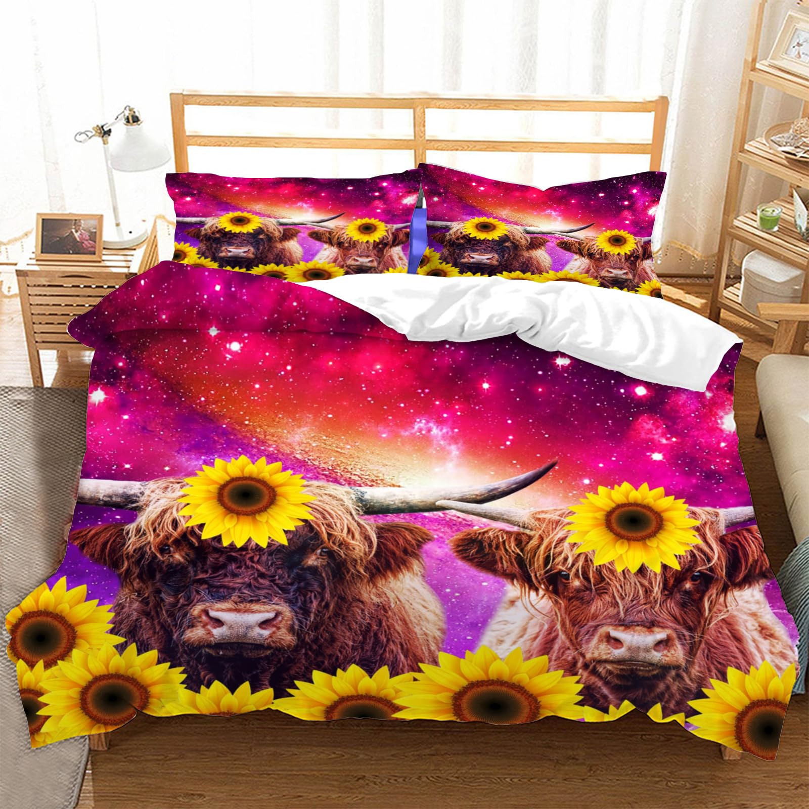 Parure de lit 240 x 260 vache marron pour une chambre ambiance campagne chic