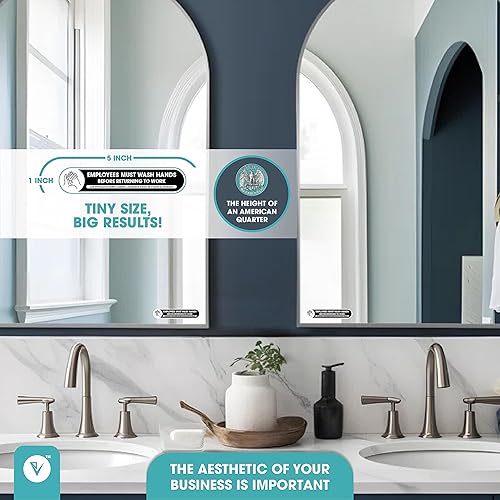 Miniatura 3 de Employees Must Wash Hands Tiny Sticker  Paquete de 2 unidades de 1 x 5 pulgadas  Vinilo laminado autoadhesivo permanente para resistencia al agua y
