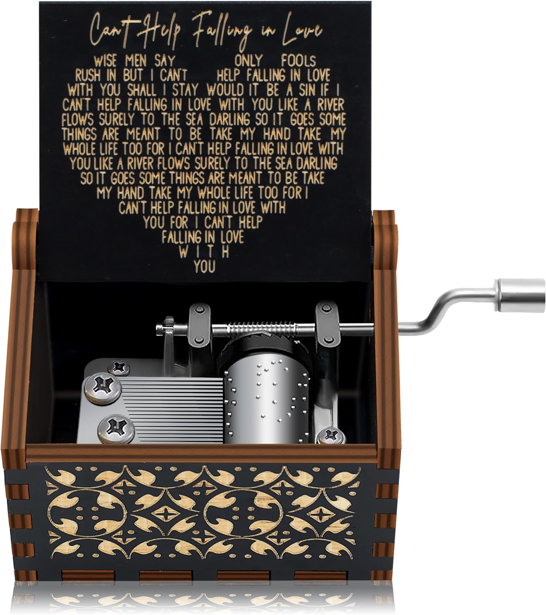 Engraved Music Box, Can't Help Falling in Love Wooden Music Boxes Perfect for Him or Her (Wooden, Falling in Love)