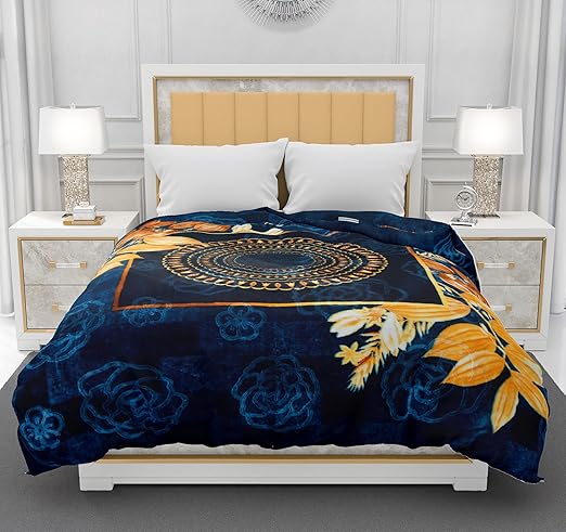 SPANGLE Microfiber Warm Soft Luxurios Multi Colour 480 GSM Double Blanket